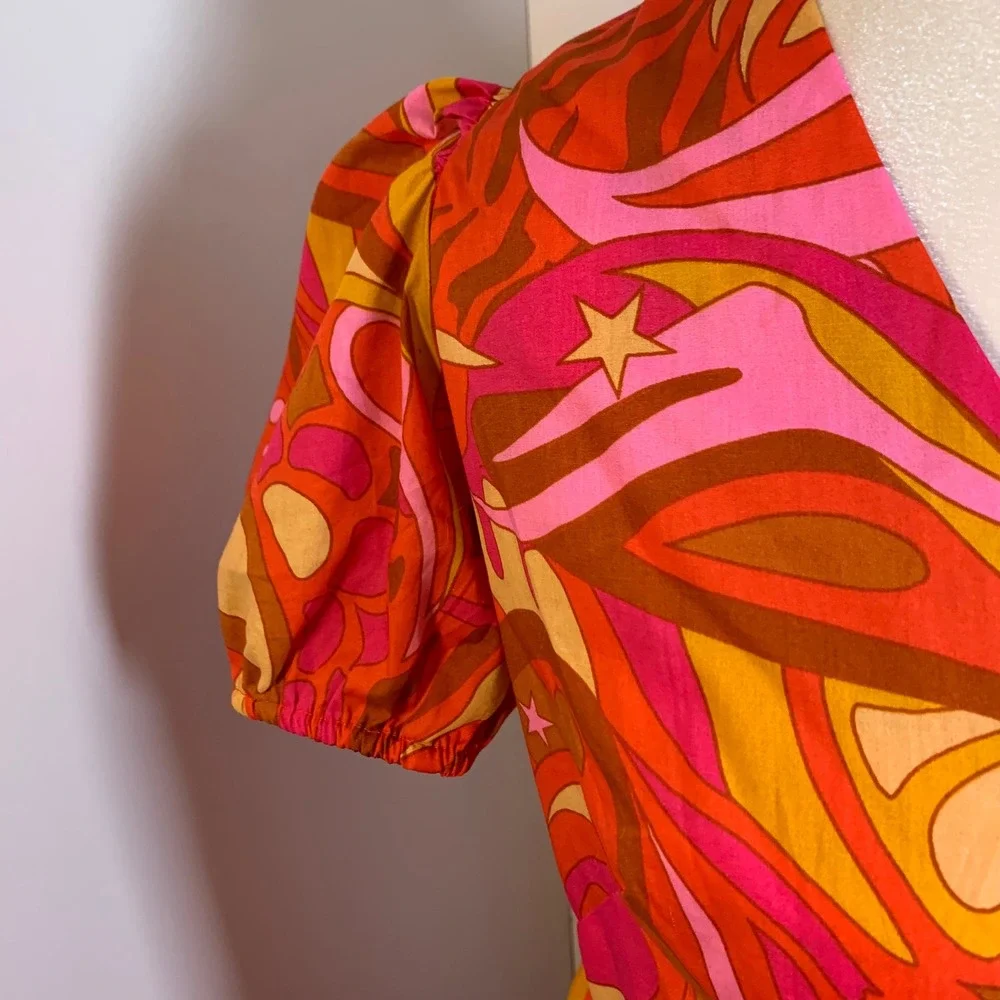 NWT 1. State Maxi Dress Cutout Back Pink Orange Retro P
Puff Sleeve Women L Boho - Picture 7 of 13